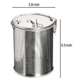 Commercial Grade D 3.9" X H 5.3" Genuine Stainless Steel 18/8 Perforated Strainer - One Touch Lock System - Restaurant & Home Use