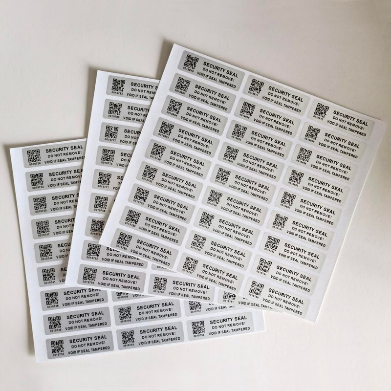 Tamper Evident Proof Barcode Stickers with Individual Serial Number Security