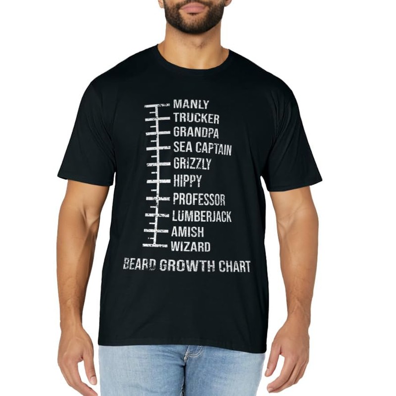 Beard Measurement Chart Beard Length Funny Growth Chart T-Shirt
