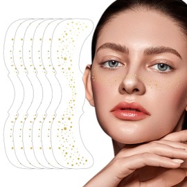 Glitter Freckles - 6PCS Fake Freckles, Gold Makeup Patches, Waterproof Glitter Freckles Face Tattoo, Cute Face Glitter, Shiny Face Jewels for Women, Party Makeup Accessory Face Glitter for Kids