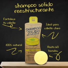 Shampoo Solido Reestructura 50gr Argán Jojoba Fortalece