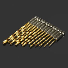 OriGlam 13Pcs Titanium Drill Bit Set, 1/4” Hex Shank Micro Twist Drill Bit, 1.5-6.5mm Titanium Coated High Speed Steel Drill Bit Tools Perfect for Wood, Steel Metal, Aluminum Alloy