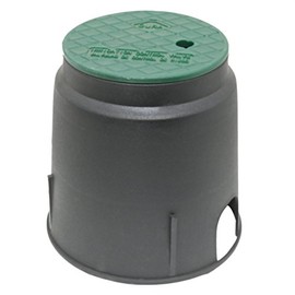 Dura 7 in. Round Valve Box in Black Body Green Lid