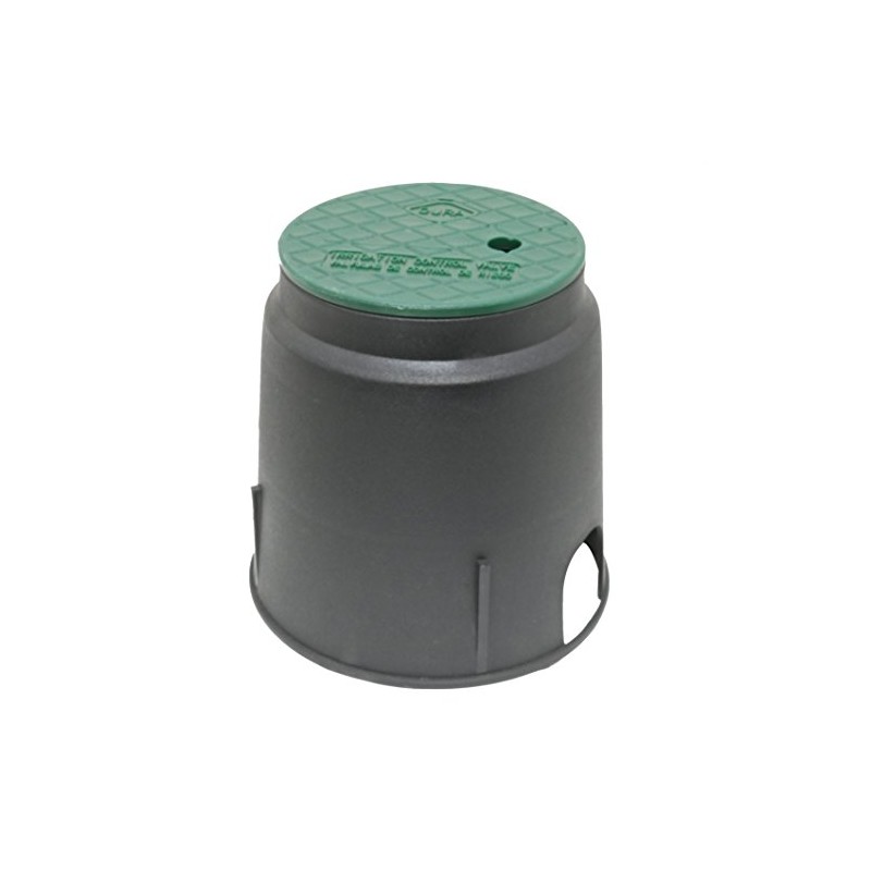 Dura 7 in. Round Valve Box in Black Body Green