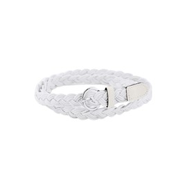 sourcing map Women Adjustable Single Pin Buckle Skinny Braided Belt White