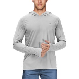 Roadbox Men's Sun Protection Long Sleeve Hoodie UPF 50+ Outdoor UV Fishing Shirts for Workout, Running, Fishing, Hiking