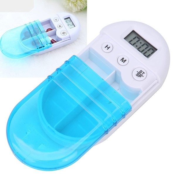 Medicine Pills Case, 2 Compartments Portable Medication Storage Organizer Timer