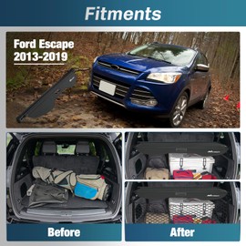 Nilight Trunk Cargo Cover for Ford Escape 2013 2014 2015 2016 2017 2018 2019, Retractable Security Shade Rear Cargo Cover, with Trunk Storage Net