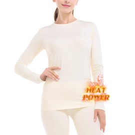 MANCYFIT Thermal Underwear for Women Long Johns Set Fleece Lined Ultra Soft Beige Medium