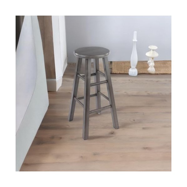 Casafoyer Rustic Wood Ivy Counter Stool | Weathered Finish |