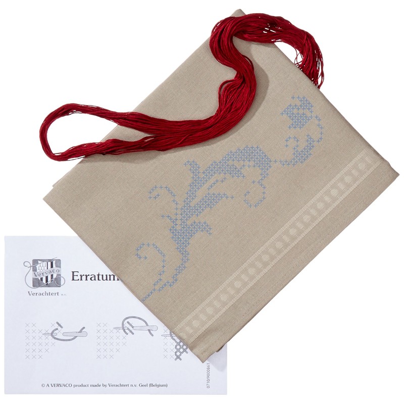 Vervaco Embroidery: Runner: Red Leaf Design, 100% Cotton, Multi-Colour, 40