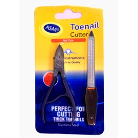 4.25" Toe Nail Clippers Cutters set for thick ingrown nails + 5" Nail File hard nails Heavy Duty Nail Nippers Scissor for Fingernails Pedicure Paronychia (Blue & Silver)