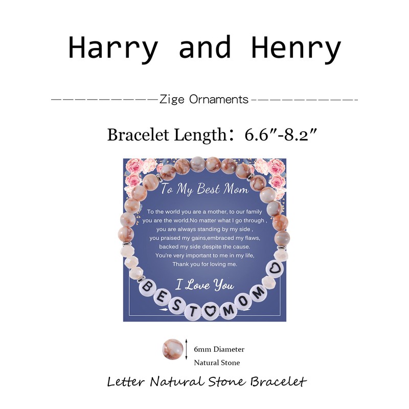 Bonus Mom Gifts Natural Stones Bracelets for Women Mother Daughter