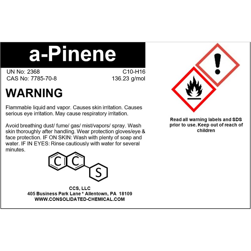 CCS CONSOLIDATED CHEMICAL & SOLVENTS Alpha-pinene High Purity Aroma Compound