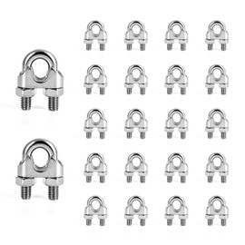 Growglow 16pcs Wire Rope Cable Clip Clamp 304 Stainless Steel U-Shaped 3/16-Inch M5 Cable Clamping Fixture Engineering Projects Cable Clamps Outdoor Sports Wires Cables Clothes Drying Racks