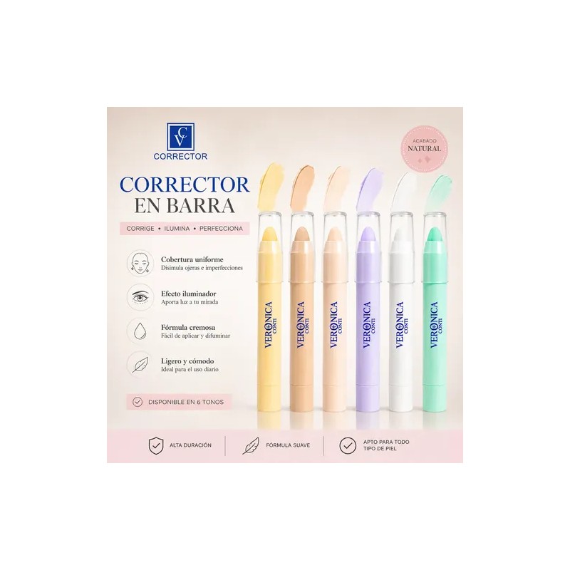 Crayón Corrector Veronica Conti Larga Duración Tonos Varios