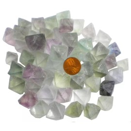 1lb Fluorite Octahedron - MED - Crystals - MIXED -Bulk Pound Lot FLUOCTMEDMX1LB