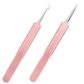 Professional Stainless Steel Straight and Curved Pointed Fine Tips Tweezer Set for Men/Women Splinter Facial Ingrown Hair Removal Blackhead Whiteheads Makeup Eyelash Extension