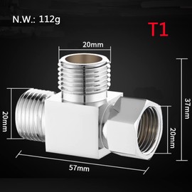 Add-A-Tee G1/2" Hose Connector Adapter for Angle Valve Adapter, Shower Arms, Toilet Bidet Sprayer, Hose Fittings (3 Way-T1)