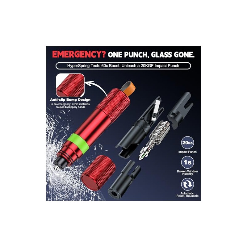 2 in 1 Seat Belt Cutter Emergency Hammer, 3 Pieces