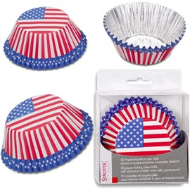 50 Party-Muffinförmchen * USA + Amerika * für Länderparty oder Geburtstag | Muffin Muffins Party Kindergeburtstag Mottoparty US Stars Stripes blau Weiss rot