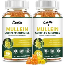 (120 pcs) Mullein Gummies for Lungs Detox– Mullein Leaf Extract with Quercetin, Elderberry for Respiratory & Immune Support, Breathing & Lung Cleanse for Smokers, Vegan, Pineapple Flavor, (2 Pack)