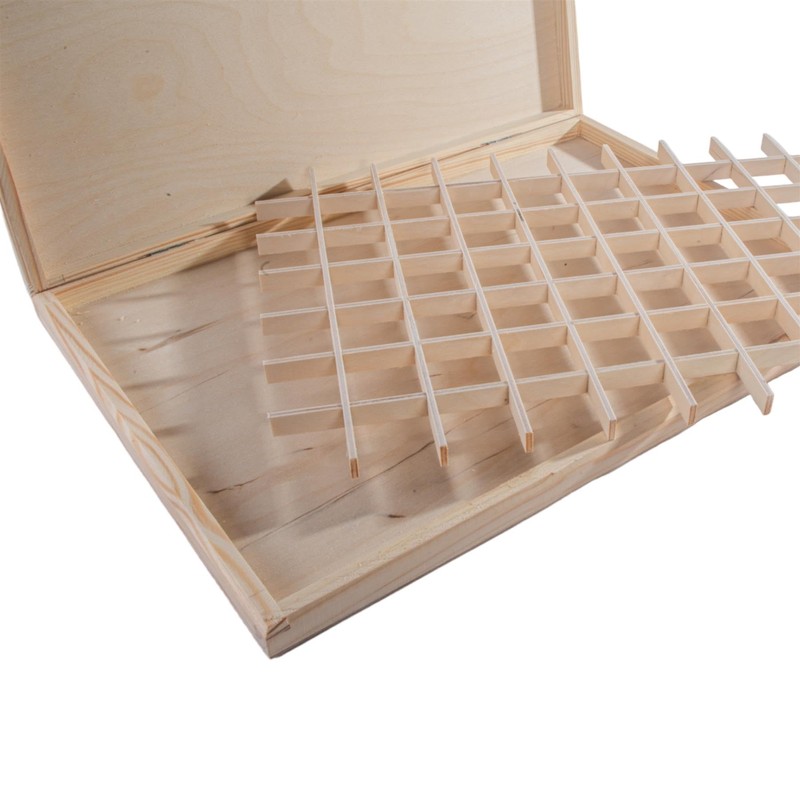 WooDeeDoo Shallow Slim Wooden Box | 70 Compartments | Gemstone