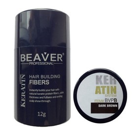 BEAVER PROFESSIONAL Keratin Schütthaar zur Auffüllung von schütterem Haar, Dunkelbraun 12gr