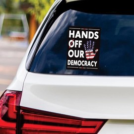 Hands Off Our Democracy Vinyl Sticker, Resist Hate Decal, Anti-Trump, Resist Racism Sticker, Resist Fascism Car Bumper Sticker, 6" x 4.5"