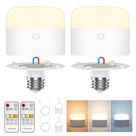 Glitnous Rechargeable Light Bulbs with Remote, 13000mAh 3 CCT Battery Operated Light Bulb Detachable E26 Base, Dimmable Wireless Battery Powered Bulbs Magnetic for Light Fxiture, Camping, Kitchen