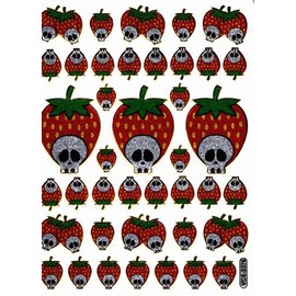 Strawberry Punk Skull Sticker 39 135 mm x 100 mm, 1 Sheet Sticker Craft Party Metallic Look