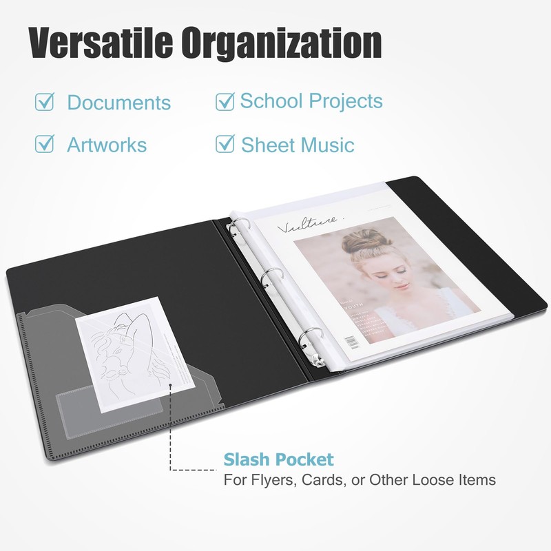 Uquelic 50-Pocket Binder with Plastic Sleeves for Letter/A4 Size(11" x
