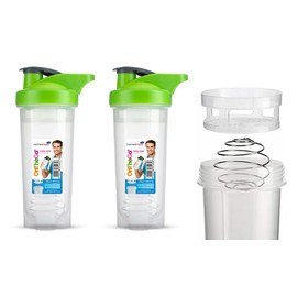 HOMESHOPA Powder Shaker Bottles, 700ml Protien Shaker Bottle with Mixer Ball for Supplement Shakes, Leakproof Screw On Lid & Secure Drinking Flap Cap, BPA Free Large Sport Gym Blender Bottle-Pack of 2