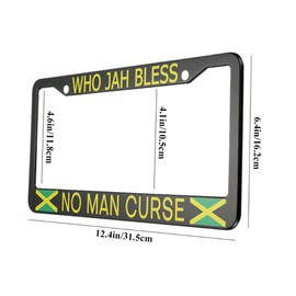 oFloral Who Jah Bless No Man Curse Aluminum Alloy License Plate Frame Jamaican Flag Green Black Yellow Color Applicable to US Standard Car Metal Front Car Tag Frame Cover Holder for Women Men(1 Pack)