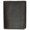 Leather Mens Wallet Trifold Black window ID Zipper Change Pocket