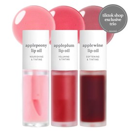 Nooni Korean Apple Lip Tint Stain Duo/Trio Bundle | Glossy Lip Stain, Tinting & Long Lasting, Moisturizing Lip Care (13 options) Hydrate Lipgloss Lipstick Makeup Glossy Hydrating Moisturizer Plump Transfer-proof:_Influencers Favorite (Berry + Cherry + Plum)