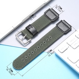 MCXGL Nylon strap Replacement for Casio Men's AE1200WH AE-1000 SGW-300H 400 W-735 AQ-S810W 18mm Leather Watch band (Army green)