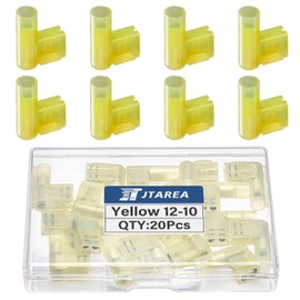 JTAREA 90 Degree Female Right Angle Flag Spade Connector Wire Terminal Crimp Connectors Nylon Crimps Terminals Quick Disconnect for 12-10 AWG Gauge Wiring (Pack of 20pcs)