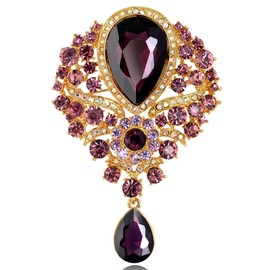 FAIRYGATE Golden Brooch Crystal Pendant Corsage Vintage Style Lapel Pin Wedding Brooches Bridal Jewelry，B3826