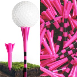 Golf Tees Plastic Driver 70mm 83mm Five Claws Prong 80 Driver Tees with 20 Iron Tees Value 100 Pack, Golf Tees 2 3/4 3 1/4 Inch Durable Reduces Friction (Rose +Short Rose, 100 Count-2 3/4''+1 1/2'')
