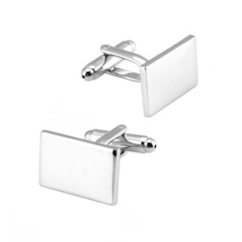 Jonwo Classic Rectangle Stainless Steel Men's Cufflinks in Gift Box Classic Tuxedo Shirt Cuff Link for Wedding Formal Business (Silver)