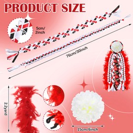 Wavwavw 4 Pcs Homecoming Mum Braid 30 Inches Homecoming Mum Supplies Back to School Week Party Decorations Crafts for Back to School Classroom(Red, Black, White)