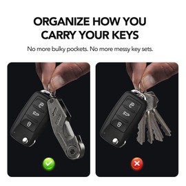 QEG Keychain Key Organizer [Smart Keychain Rack for 2-6 Keys] Designed with Secure and Compact Retro Elements, Suitable for Lightweight Aluminum Key trackers and Managers in Homes/Cars/Offices (Grey)