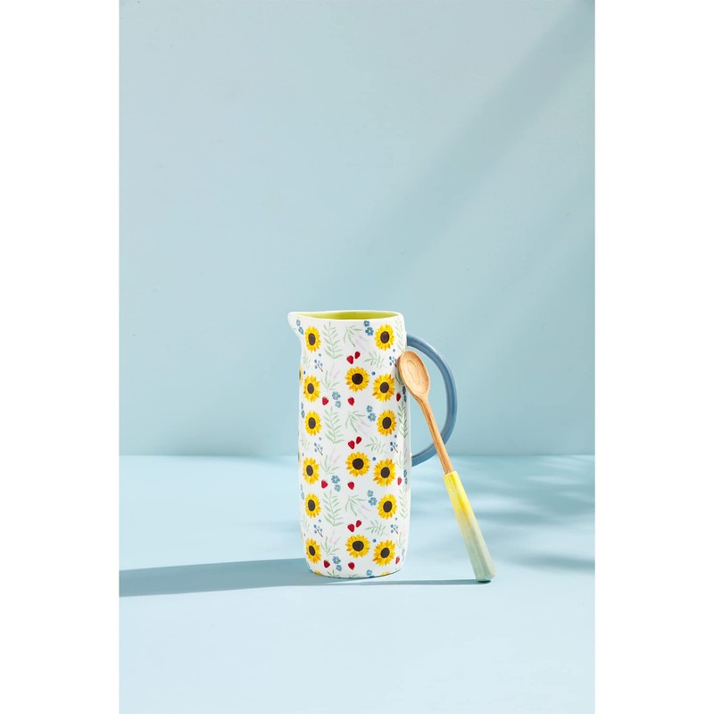Mud pie Pitcher Set, Floral, pitcher 51 oz | spoon