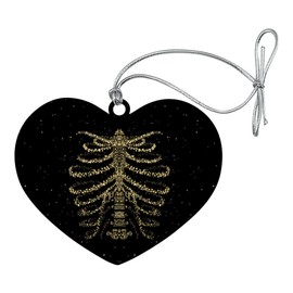 Rib Cage Skeleton Bones Stars Galaxy Heart Love Wood Christmas Tree Holiday Ornament