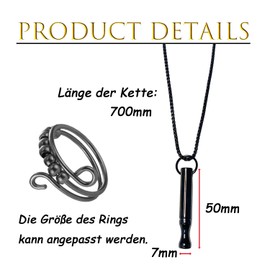 TJUSPIRIT Stainless Steel Meditation Breath Chain Breathing Necklace and Ring Smoking Ceasing Chain for Pressure Relief Reduces Anxiety Meditation Spiritual Gift for Men and Women, Stainless Steel