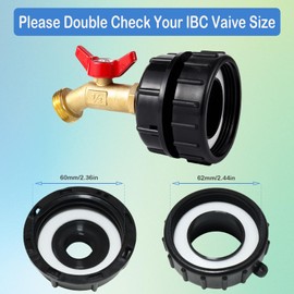IBC Tote Adapter 2.44" Fine Thread Hose Adapter for 275-330 Gallon IBC Tote Tank, 1/2" Leakproof Brass IBC Tote Fittings for Garden Hose Connector Adapter