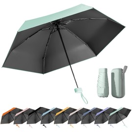 MPXEAVG Compact Umbrella, Mini Umbrella, Umbrella UV Protection, Women's Small Ultralight, Parasol Portable, Umbrella Box, Green