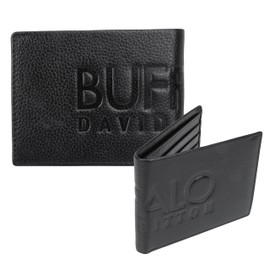 Buffalo David Bitton Bold Slim Fold Genuine Pebble Leather Wallet for Men, Credit Card Holder with ID Window, 6 Card Windows & 3 Money Slots, Black