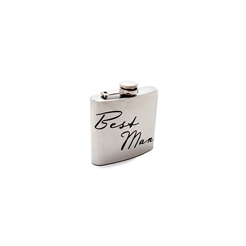 Amore Stainless Steel Silver 5oz Hip Flask - Best Man